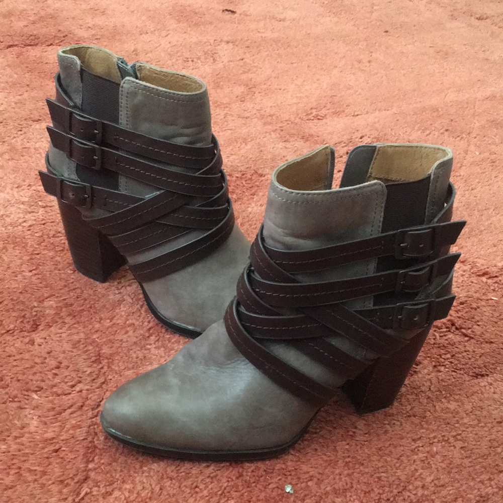 Brown and Taupe Sofft ankle boots